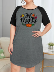 Pumpkin Print Raglan Sleeve Tee Sleep Dress
