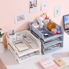 Stackable A4 Document Organizer Polished Plastic Tray with Geometric