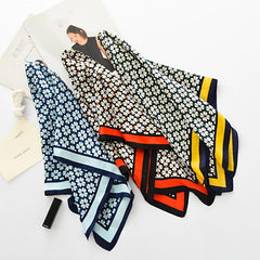 70cm Geometric Flower Print Square Scarf Neckerchief Bandana