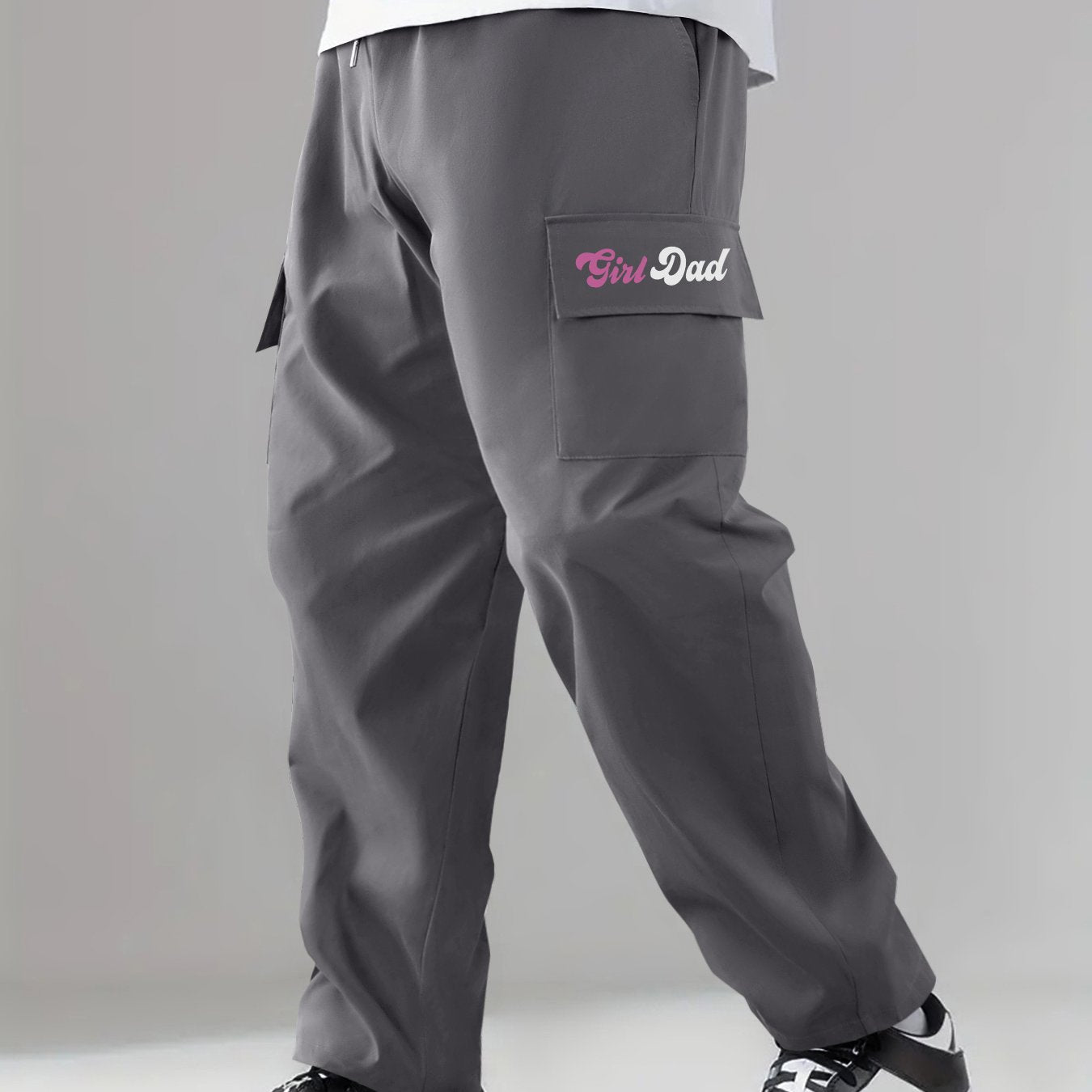Letter Print Cargo Pants Men's Casual Trousers