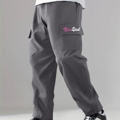 Letter Print Cargo Pants Men's Casual Trousers