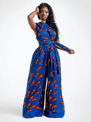 Boho Sleeveless Wide Leg Jumpsuit, Slim Waist, Long Length