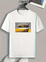 Yellow Sportscar Print Men's Comfy T-shirt for Summer