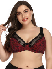 Lace Floral Print Thin Bra Women's Seamless Bralette