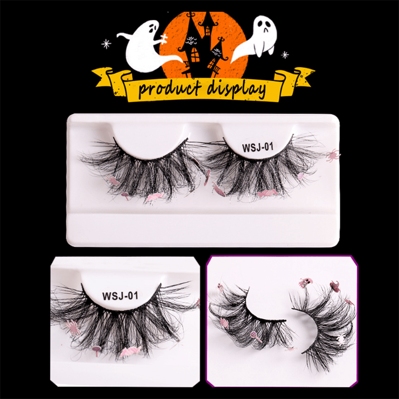 Halloween Style False Eyelashes Faux Mink Lashes Sequin Decorative