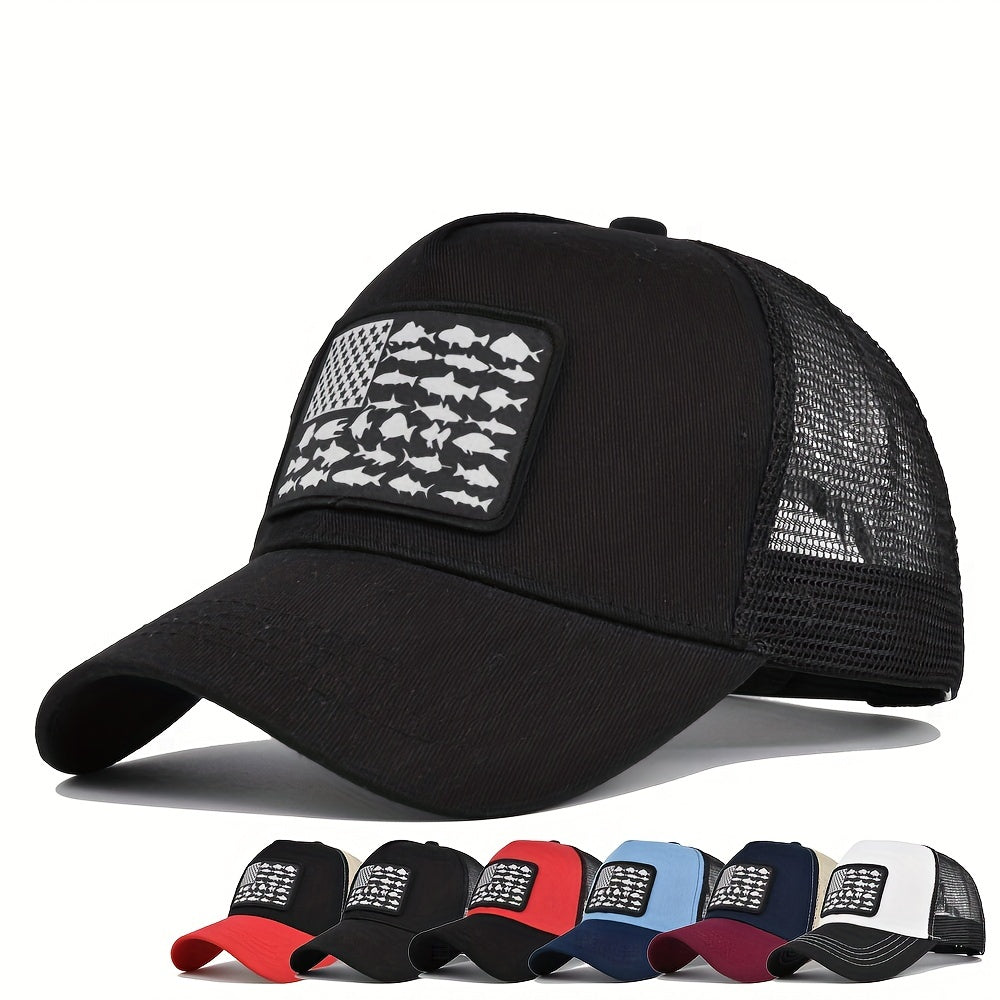 USA Flag Patch Baseball Cap Mesh Trucker Hat Sunscreen Sports Hat