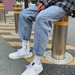 Men's Street Style Loose Fit Jeans with Pockets