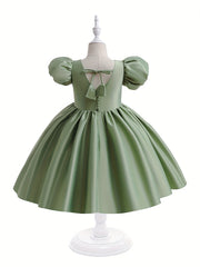 Flared Sleeves Puffy Gown Dress for Girls 1st Birthday Party