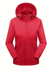 Rainproof Detachable Outdoor Jacket Zipper Pockets Hooded Jacket