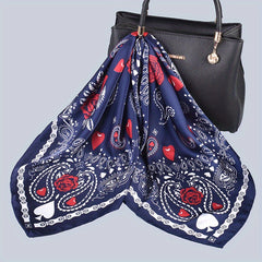 Rose Paisley Print Silk Scarf Neckerchief Hair Accessory