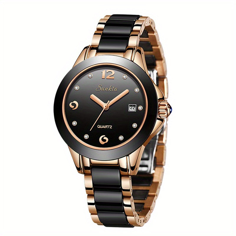 LIGE Schoolgirl Ceramic Watch Girl Quartz Watch Calendar Waterproof Wrist Watch