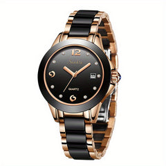 LIGE Schoolgirl Ceramic Watch Girl Quartz Watch Calendar Waterproof Wrist Watch