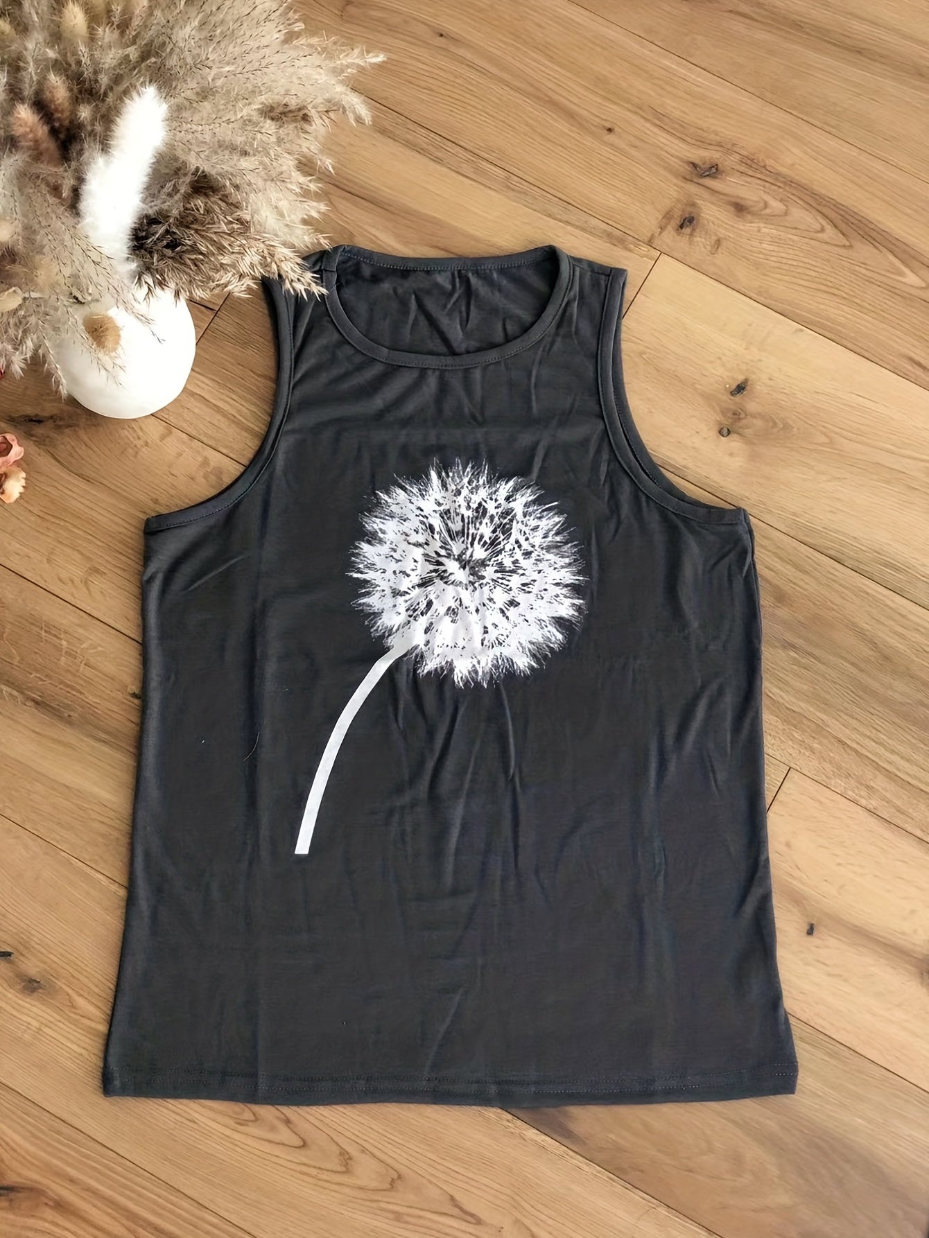 Dandelion Print Sleeveless Tank Top for Summer
