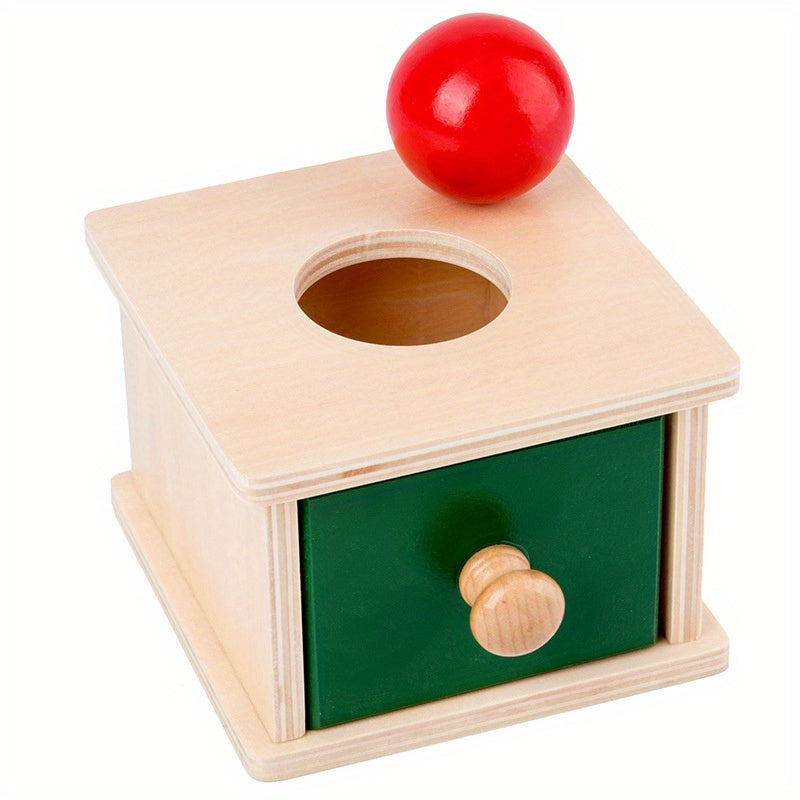 Montessori Wooden Coin Ball Drawer Box Baby Educational Toy