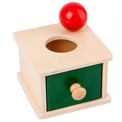 Montessori Wooden Coin Ball Drawer Box Baby Educational Toy