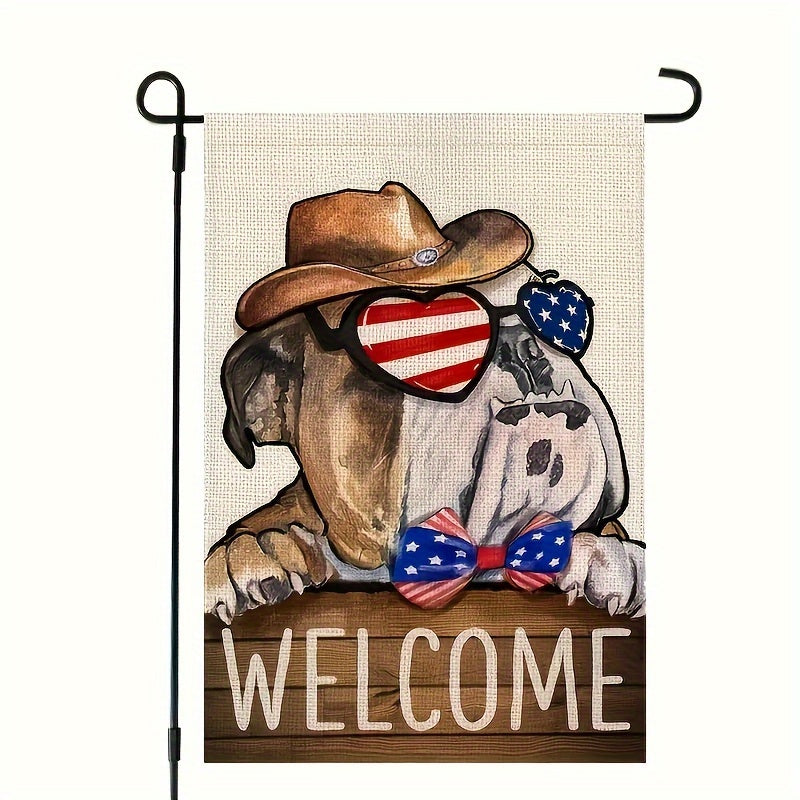 4th of July Patriotic Bulldog Garden Flag Red Stars Independence 30x45cm