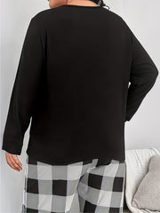 Letter Print Long Sleeve Round Neck Pajama Top