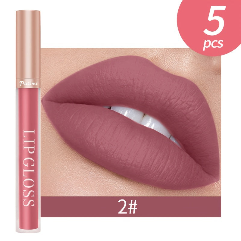 5PCS Waterproof Long Lasting Red Lip Tint Velvet Matte Lip Gloss