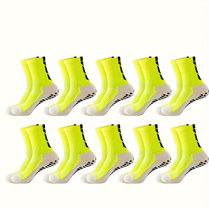 Men's Non Slip Grip Mid-Calf Football Sports Socks