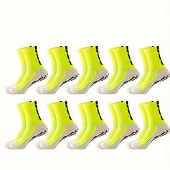 Men's Non Slip Grip Mid-Calf Football Sports Socks