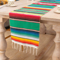 Rainbow Mexican Table Runner Tassel Ethnic Style TV Cabinet Doily Decorative Cov