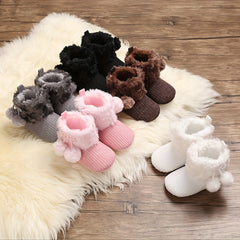 Furry Ball Baby Girls Comfort Boots Soft Warm Plus Fleece Boots