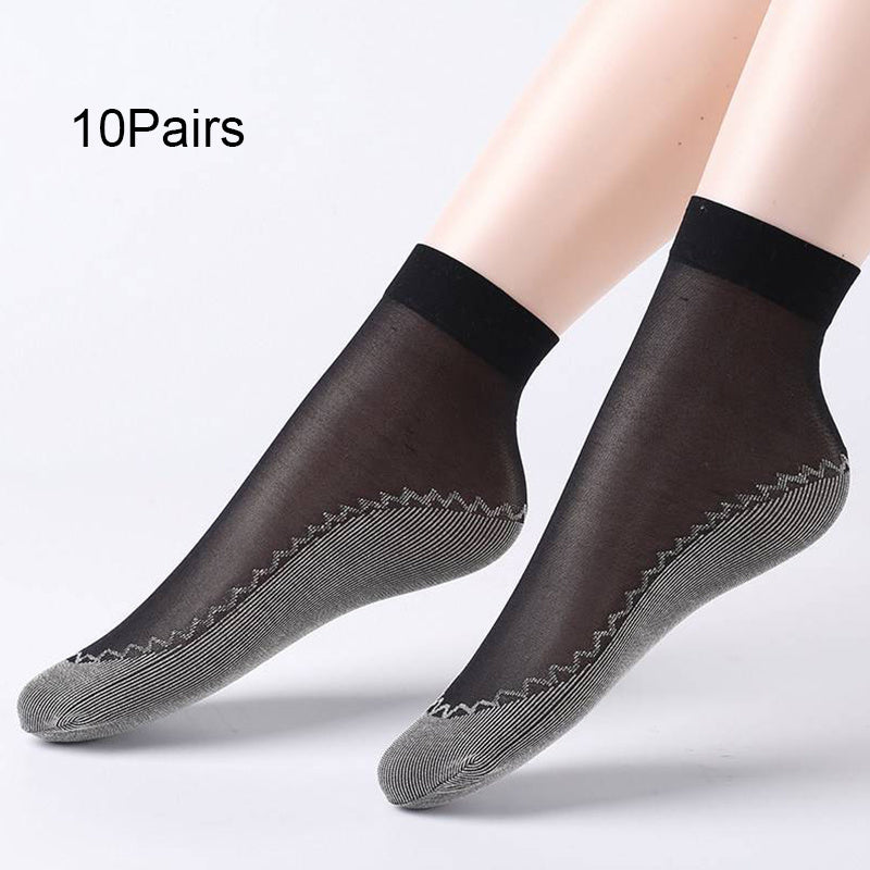 10 Pairs Lace Mesh Socks Lightweight Anti-snag Short Socks Women's Stockings