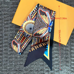 Vintage Butterfly Print Skinny Scarf Neckerchief For Women