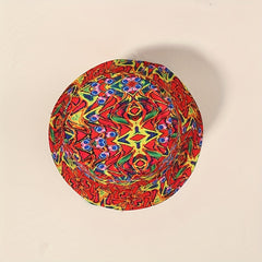 Y2K Red Graffiti Bucket Hat Reversible Fisherman Cap