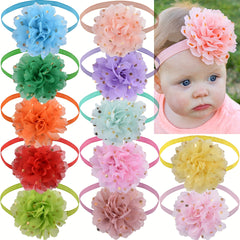 3pcs Baby Girls Flowers Headbands Hair Wraps Elastics Hairbands for Newborn
