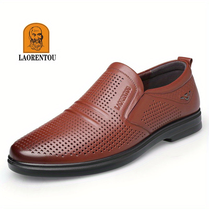 LAORENTOU Men's Leather Hollow Out Oxford Shoes Dress Shoes
