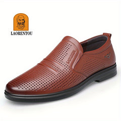 LAORENTOU Men's Leather Hollow Out Oxford Shoes Dress Shoes