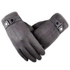 Men's Warm Wool Lined Leather Gloves Touch Screen Outdoor Driving