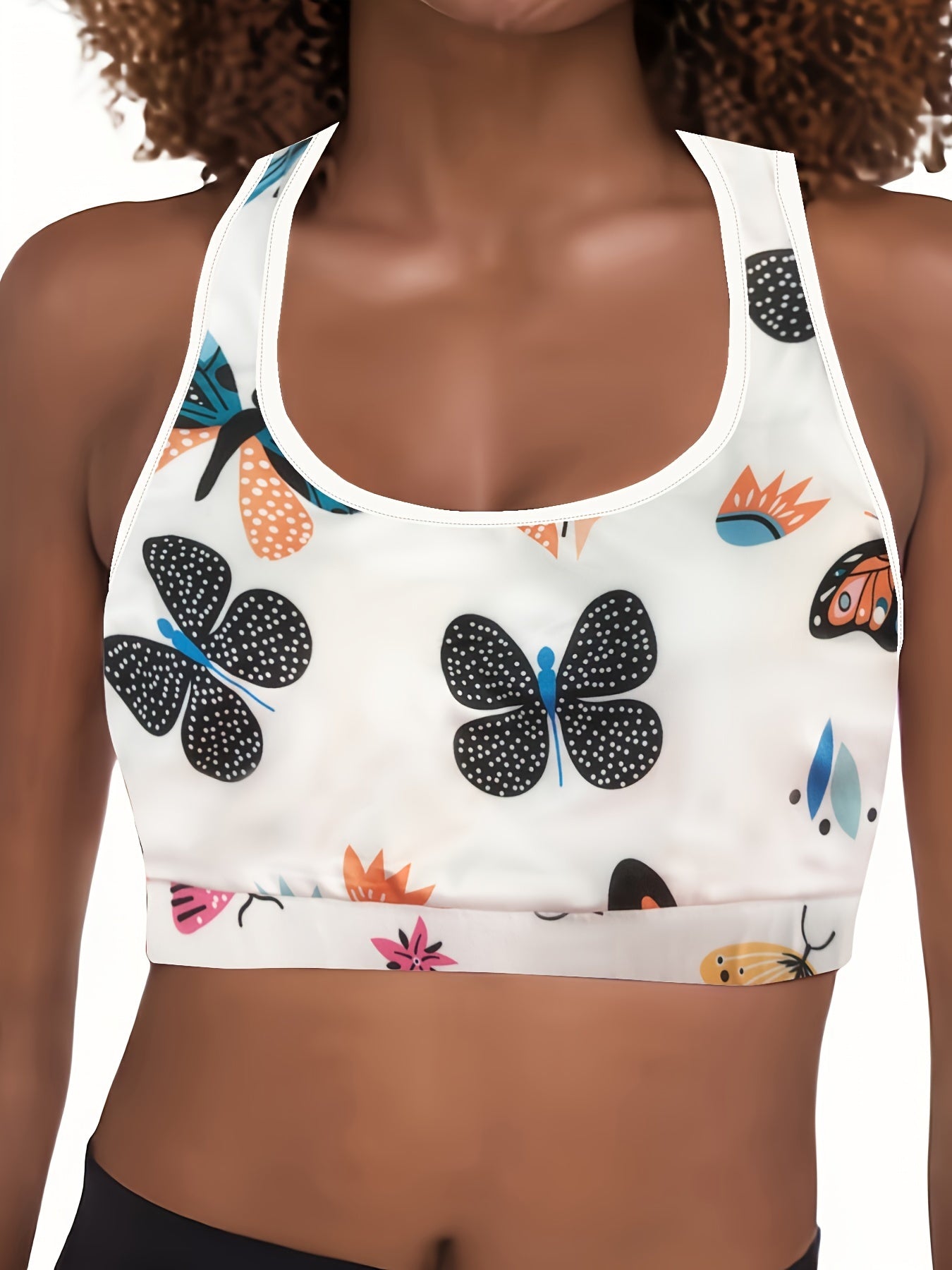 Women's Plus Butterfly & Floral Medium Stretch Fitness Bra