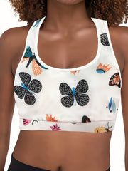 Women's Plus Butterfly & Floral Medium Stretch Fitness Bra