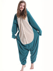 Halloween Lounge Jumpsuit 3D Ears Hooded Button Up Costume