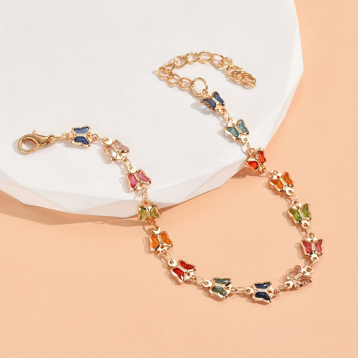 Colorful Butterfly Rhinestone Anklet for Girls