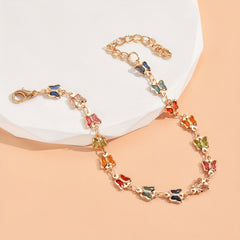 Colorful Butterfly Rhinestone Anklet for Girls