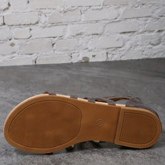 Women's Cross Strap Flat Sandals Back Zipper Open Toe Roman Style