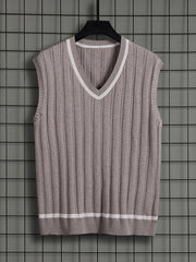 Men's Vintage Style V-Neck Sweater Vest for Fall Winter