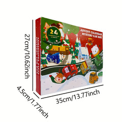 24pcs Holiday Countdown Calendar Excavator Car Christmas Blind Box Gift