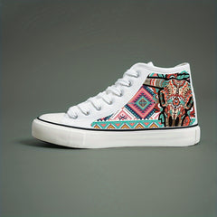 Cow Print Plush Lined Chunky Canvas Sneakers Warm Breathable Non Slip