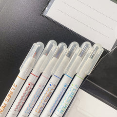 6pcs Double Line Stereo Gel Pens, Colorful Ink, Smooth Writing