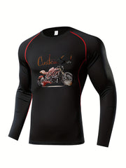 Skeleton Pattern Compression Shirts Men Long Sleeve Athletic Baselayer