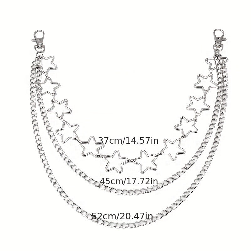 Multilayer Metal Chains Trousers Hipster Pant Jean Keychain Ring Clip