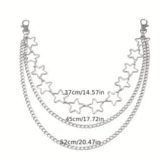 Multilayer Metal Chains Trousers Hipster Pant Jean Keychain Ring Clip
