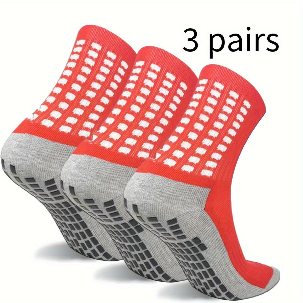 3 Pairs Men's Mid Crew Sport Socks Non Slip Breathable for Basketball Runn