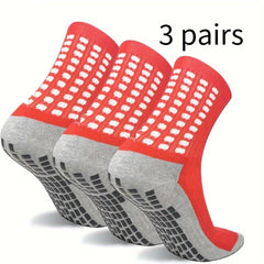 3 Pairs Men's Mid Crew Sport Socks Non Slip Breathable for Basketball Runn