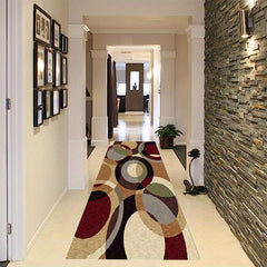 Geometric Runner Rug Non Slip Vintage Runner Waterproof Stain Resistant Carpet