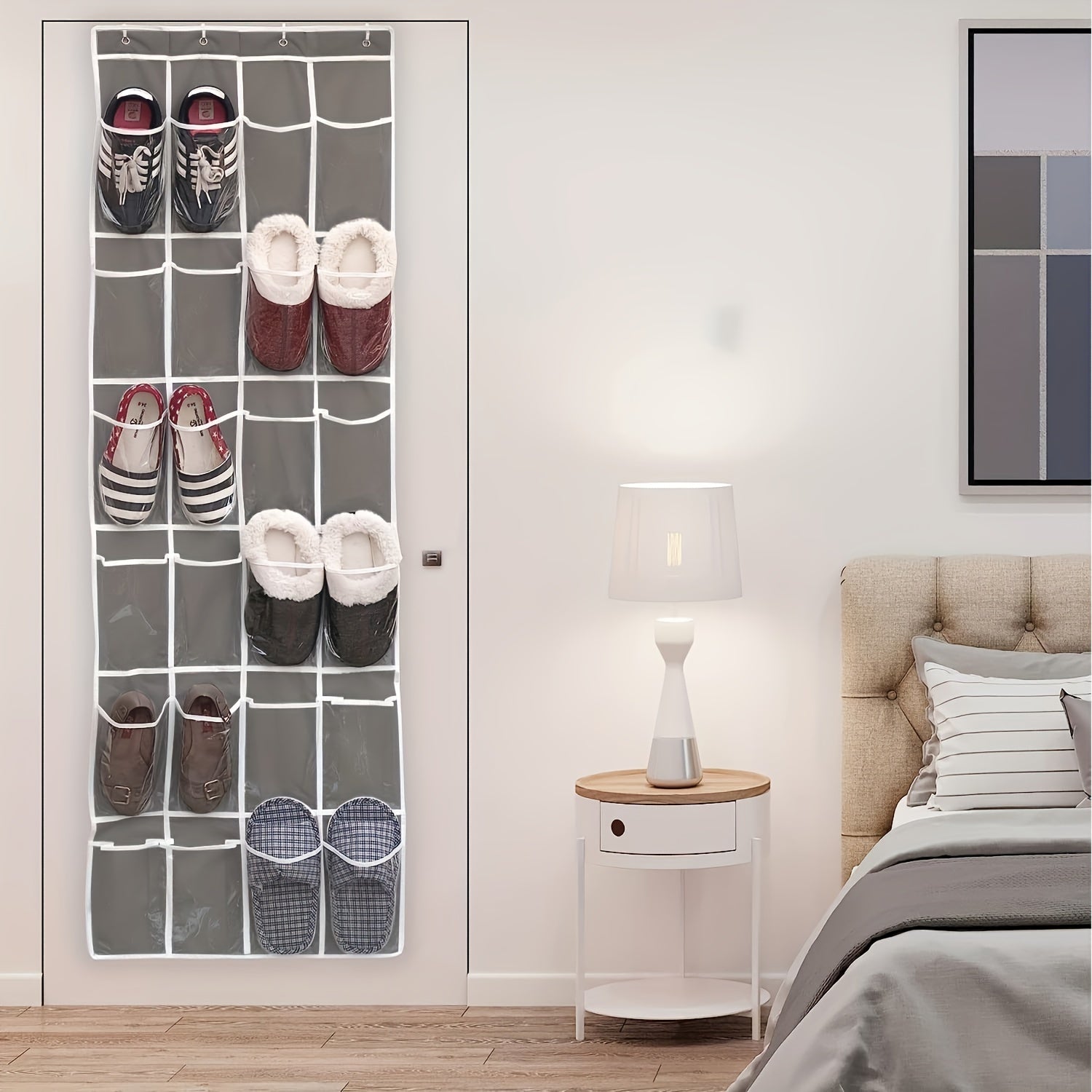 Over The Door Shoe Storage Rack with 24 Pockets Organizer